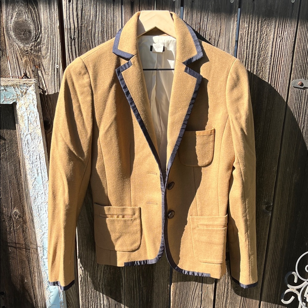 J. Crew Tan Blazer with Black Trim